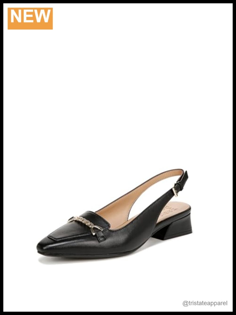 Slingback Low Block Heel Pump Snip Toe Leather Business Casual